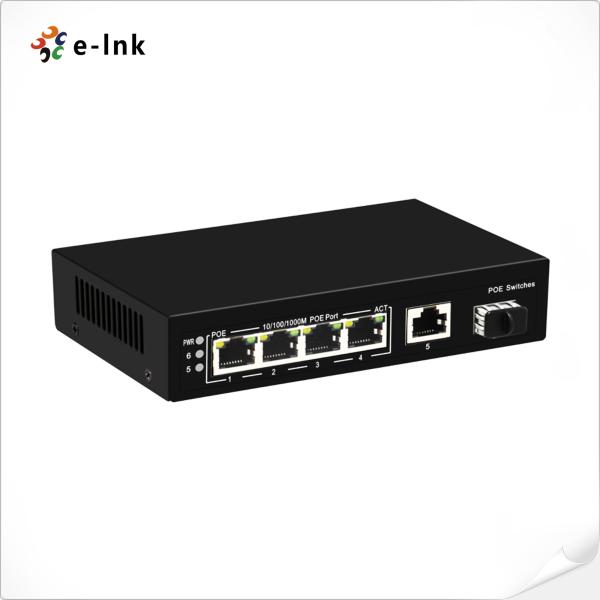 Quality 4-port 10/100/1000BASE-T PoE and 1-port Gigabit TP/SFP Uplink Ethernet Switch for sale