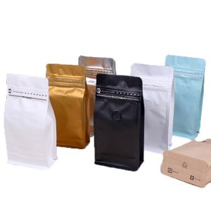 China White Block Bottom Recyclable Tea Packaging Pouch on sale