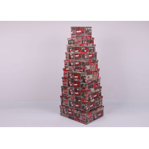 Rectangle Printing Xmas Gift Packaging / 10ct Christmas Nesting Boxes Multi