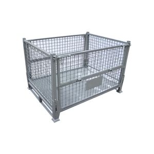 Galvanized Collapsible Steel Mesh Storage Cage , Foldable Wire Mesh Pallet Cage