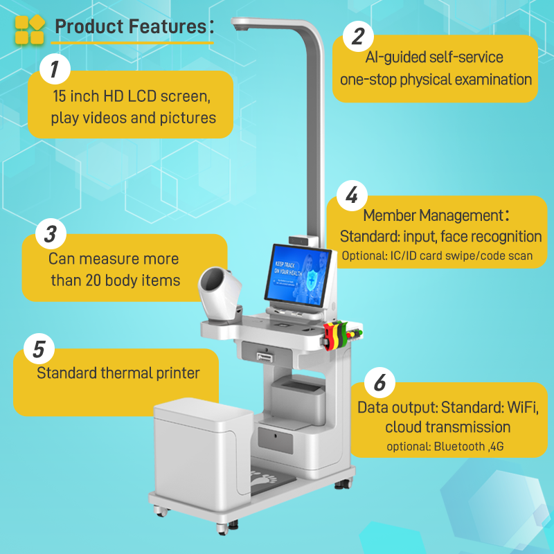 SH-T15 Body Health Checkup Kiosk Data Transmission System Telemedicine