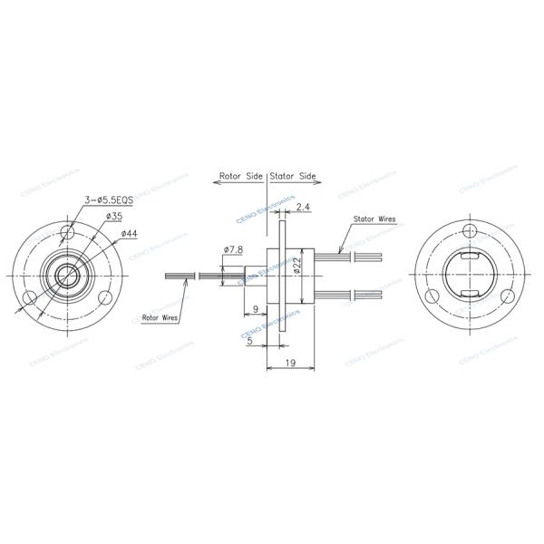 4 Circuits Signal Mini Slip Ring Capsule With Engineering Plastic Material