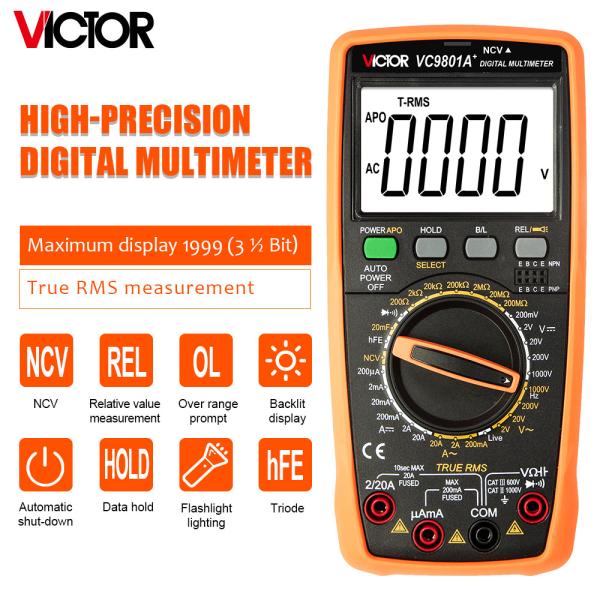 Victor VC9801A+ 9801 Pocket Multimeter True RMS Temperature Capacimetro