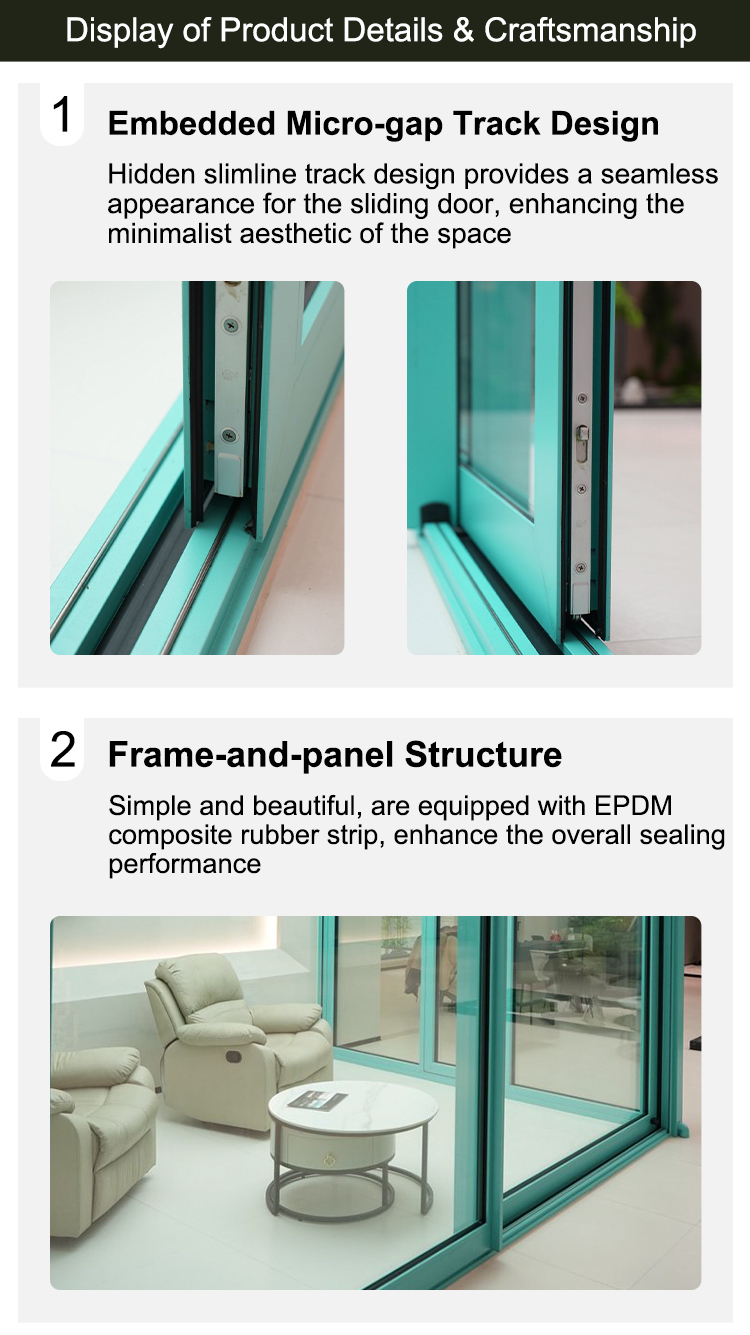 Interior Modern Sliding Door Stable Structure Easy Operation Windproof Waterproof Thermal Insulation Aluminum Material Long