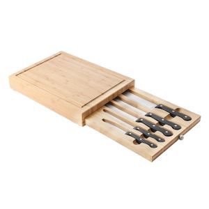 Wholesale Natural BAMBOO Cutting Board with Five Knives Exquisite Multifunctional Design from china suppliers