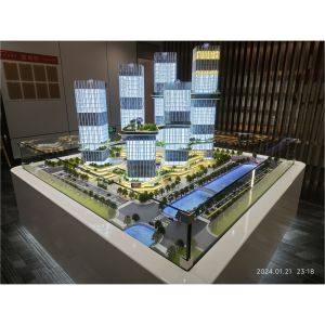Modern Commercial District Retail Center Real Estate Architectural Scale Model
