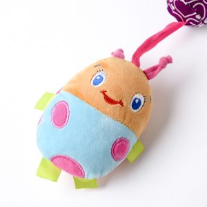 Animal Ring Plush Stroller Crinkle Squeaky Toy With Teether