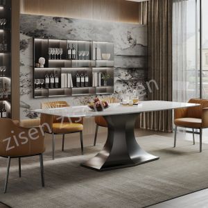 Wholesale Pendulum Craft Ceramic Marble Dining Table Graceful Metal Pedestal from china suppliers