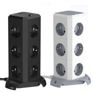 110-220V US Socket Multi Plug Tower Power Strip Extension with 10W Wireless