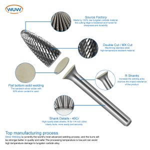 Customized Abrasive 1/8 2.35 Bur Bits Carbide Ball Shaped Burr Cemented Tungsten
