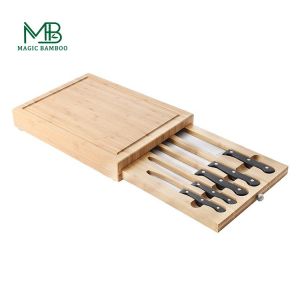 37*27*5cm Bamboo Cutting Board With Knife Set With Customized Logo For Modern