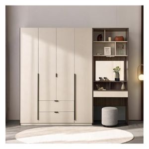 Custom Master Bedroom Wardrobe with Adjustable Open Lattice Design and