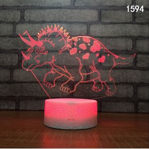 Dinosaur Designs Acrylic 3D LED Night Light for Gift rechargeable and remote