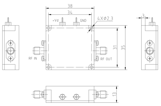 High Performance 1-8GHz 30dB High Linear Amplifier Low Noise Amplifier for Communication and Radar System