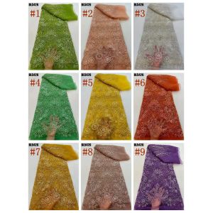 Luxury Pearl Lace Fabric Indian Handmade Beaded Sequin Embroidered Mesh Fabric