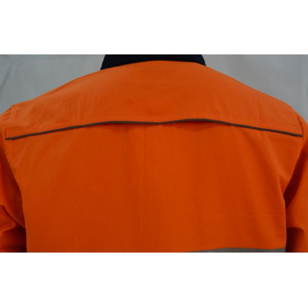 Durable Orange/ Navy Safety Work Clothes Reflective Work Shirts No Pilling