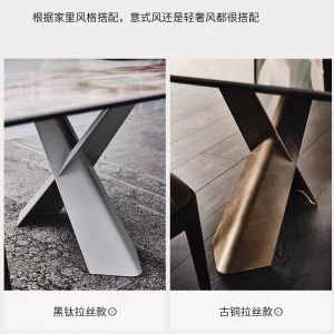 Modern Ceramic Marble Top Dining Table With Chair Rectangle Shape