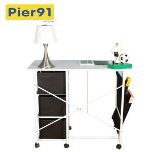 Practical Movable Home Office Computer Desk With 3 Fabric Drawers / Hanging