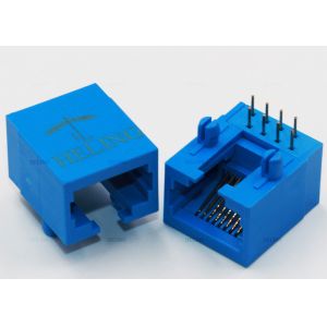 Blue Housing THT Female RJ45 Socket Single Port 8P8C PCB Jack For LAN Network