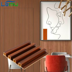 200mm Width WPC Laminated Fluted Flat Wall Solid Panel for Indoor Interior