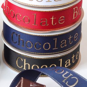 Gold Edges Brown Wire Sublimation Grosgrain Roll Print Ribbon