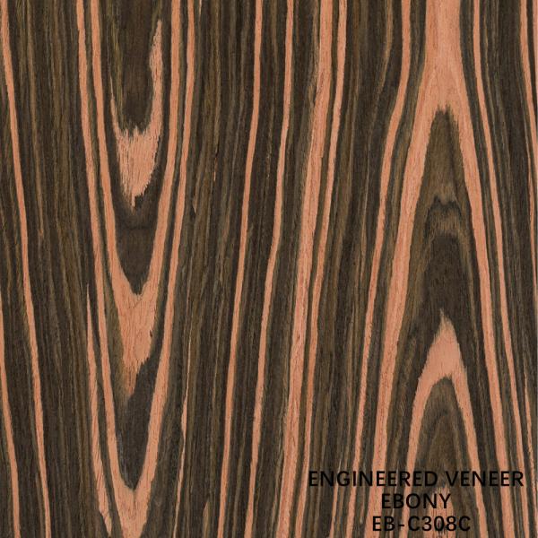 Reconstituted Engineered Wood Veneer EB-C308C Crown Cut Ebony 0.15-0.60mm
