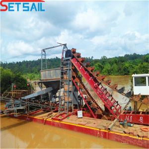 Reasonable Chain Bucket Gold Mining Dredger with 1.4m*1.2m-2.6m*1.2m Drum Screen