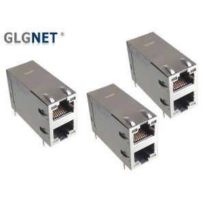 China 4 Channels PHY Rj45 Multi Port Jack , Lightweight 5G Networking Connector With LED on sale