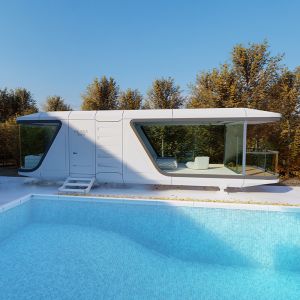 Stylish Small Capsule House Electroplated Steel Structure Camping Space Capsule