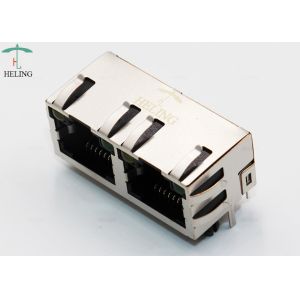 1x2 Port Shielded RJ45 Jack 8p8c Connector Right Angle MJ5688-B012-RSL2