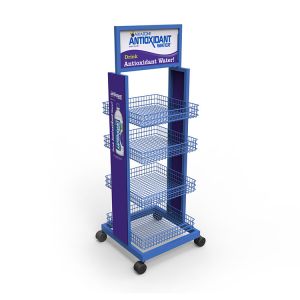 Demountable Water Bottle Display Rack Beverage Display Stand With Casters