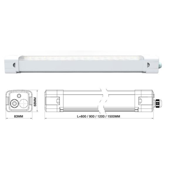 Weatherproof 2ft 4ft And 8ft Triproof LED Linear Light 120lm/W For Commercial