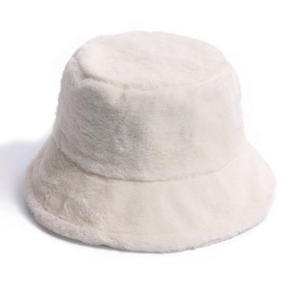 Quality Women Small Brim Fur Fisherman Hat Winter Plain Furry Bucket Hats Faux Rabbit Fur Bucket Basin Hat for sale