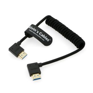 Wholesale 8K 2.1 HDMI High Speed Braided Coiled Cable Left Angle To Left Angle For Atomos Ninja V Portkeys BM5 Monitor from china suppliers