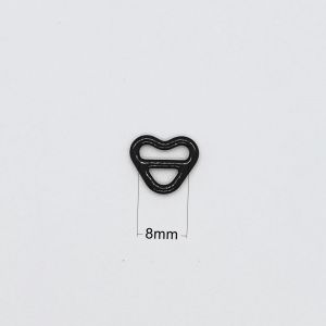 Heart Shape Black Bra Strap Adjuster , 8mm Bra Strap Buckle