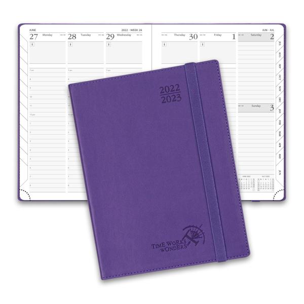 Quality 8.5'' x 6.5'' Weekly Planner Jul. 2023 - Jun. 2023 Purple With Customization Options for sale