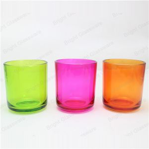 custom colorful glass candle holder with metal lid