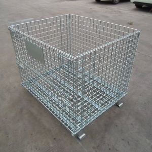Collapsible Galvanized Storage Bins Foldable Wire Mesh Container With Top Cover