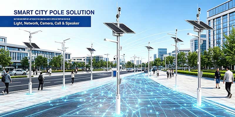 Off‑Grid Solar Smart Pole, Multi‑Function Integrated Smart Light Pole for Smart City Projects