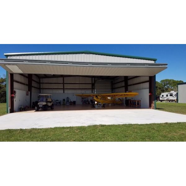 Large span space galvanized H-shaped steel structure aircraft hangar building