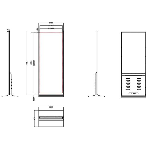 69inch Indoor Floor Stand Full Screen Digital Display Totem