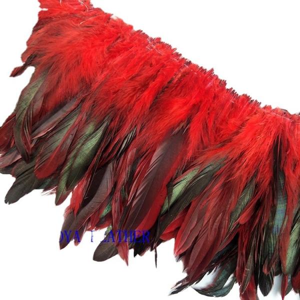 1 Yard Length Party Decoration Strung Rooster Coque Feather with Satin Ribbon