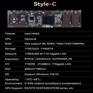 8 GPU Mining Rig Slot Mainframe With High Power Supply And Four Cooling Fan