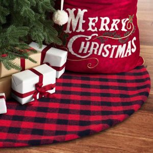 Buy cheap Christmas Tree Skirt Red and Black Plaid Buffalo Double Layers Checked Deco for from wholesalers