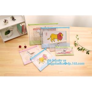 China Nylon Mesh Multicolor Stripes Document Bag For A4 Paper and Pen, Big capacity A2size clear zipper file folder pvc docume on sale