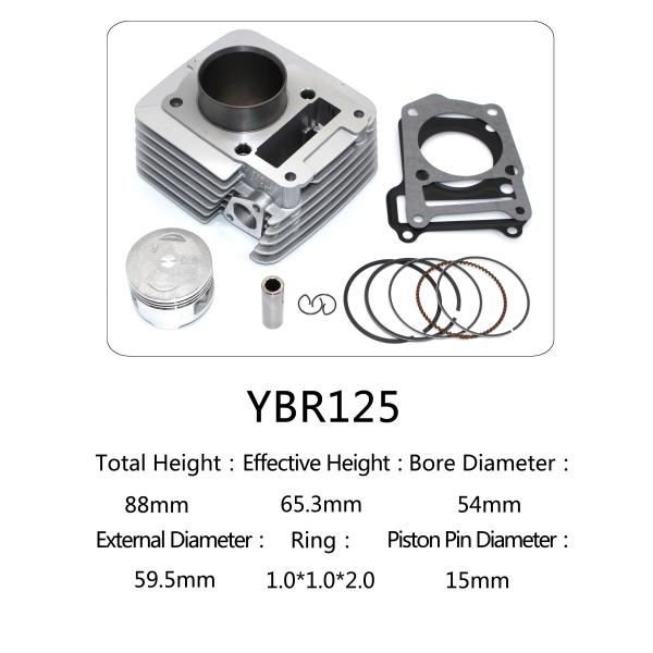 Quality YBR125 for motorcycle cylinder kit with piston, piston ring,gasket, clip, pin for sale