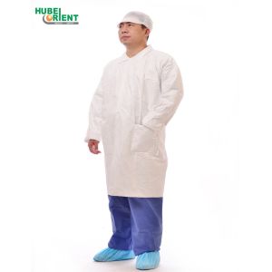 CE Breathable Tyvek Disposable Lab Coats With Elastic Wrist