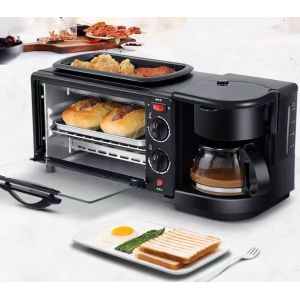Electric Oven Coffee Machine Frying Pan-3 in 1 Kitchen Appliance with 2 Heating