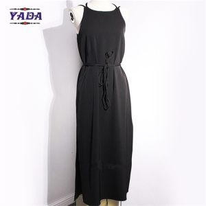 Open back cross split long spaghetti strap solid maxi a line skirt dress beach