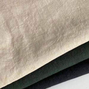 Soft Breathable Stonewashed Ramie Blend Linen Cotton Fabric Plain Dyed